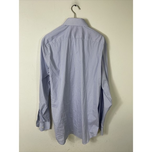 Bonobos Standard Fit Shirt Mens Size 16 Long Sleeve Micro Blue Check Stretch - Picture 4 of 7